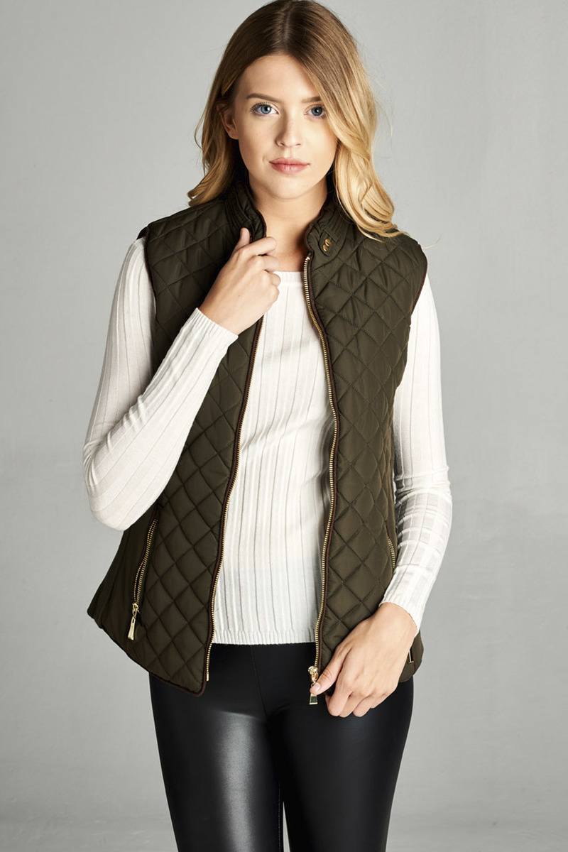 Faux Shearling Lined Quilted Padding Vest