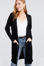 Load image into Gallery viewer, Long Dolman Sleeve Open Front W/pocket Pointelle Rib Long Cardigan
