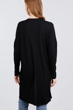 Load image into Gallery viewer, Long Dolman Sleeve Open Front W/pocket Pointelle Rib Long Cardigan
