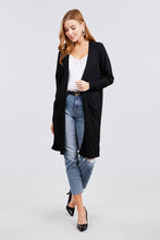 Load image into Gallery viewer, Long Dolman Sleeve Open Front W/pocket Pointelle Rib Long Cardigan
