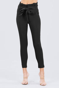 High Waisted Belted Pegged Stretch Pant