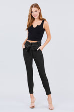 Load image into Gallery viewer, High Waisted Belted Pegged Stretch Pant
