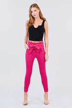 Load image into Gallery viewer, High Waisted Belted Pegged Stretch Pant
