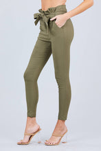 Load image into Gallery viewer, High Waisted Belted Pegged Stretch Pant
