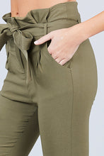 Load image into Gallery viewer, High Waisted Belted Pegged Stretch Pant
