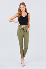 Load image into Gallery viewer, High Waisted Belted Pegged Stretch Pant
