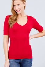 Load image into Gallery viewer, Elbow Sleeve V Neck Top
