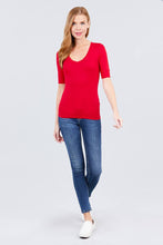 Load image into Gallery viewer, Elbow Sleeve V Neck Top
