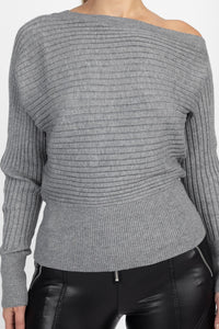 One Shoulder Ribbed Sweater