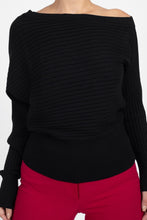 Load image into Gallery viewer, One Shoulder Ribbed Sweater
