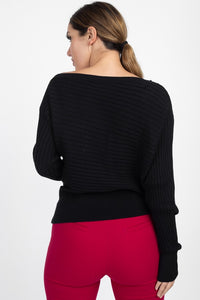 One Shoulder Ribbed Sweater