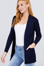 Load image into Gallery viewer, Long Sleeve Rib Banded Open Sweater Cardigan W/pockets
