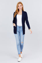 Load image into Gallery viewer, Long Sleeve Rib Banded Open Sweater Cardigan W/pockets
