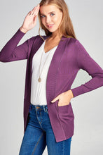 Load image into Gallery viewer, Long Sleeve Rib Banded Open Sweater Cardigan W/pockets
