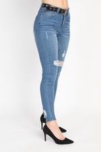 Load image into Gallery viewer, High Waist Belted Skinny Jeans
