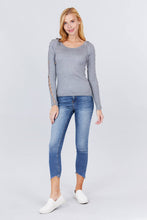 Load image into Gallery viewer, Long Sleeve W/strappy Detail Round Neck Rib Sweater Top
