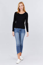 Load image into Gallery viewer, Long Sleeve W/strappy Detail Round Neck Rib Sweater Top
