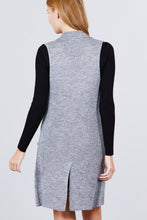 Load image into Gallery viewer, Sleeveless Notched Collar With Side Pocket Long Sweater Vest
