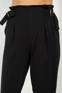 High Waist Paperbag Wide Pants